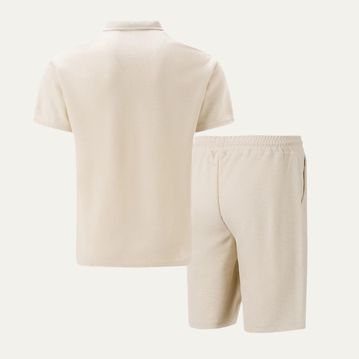 The Cheltenham Men’s Waffle Knit Zip-Up Shirt & Shorts Set