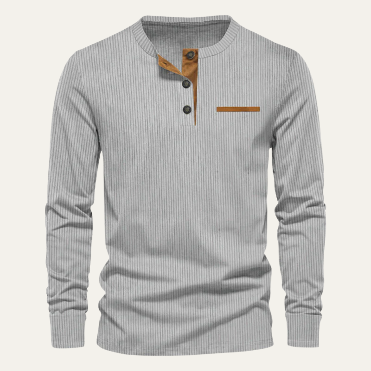 Men's Ribbed Cotton Blend Henley Shirt