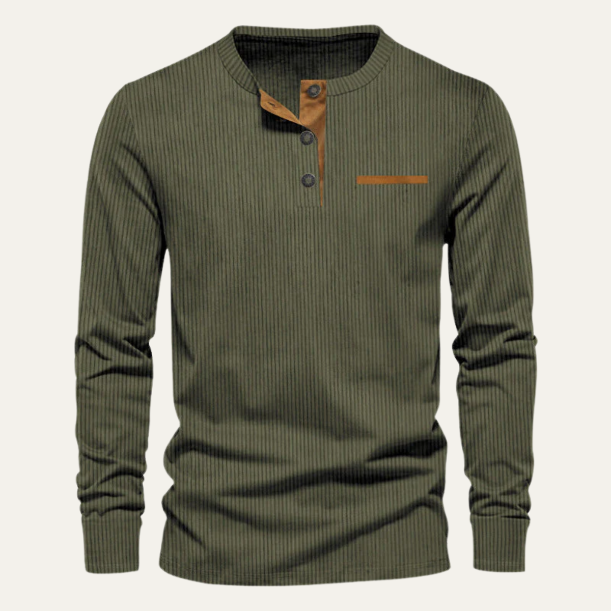Men's Ribbed Cotton Blend Henley Shirt