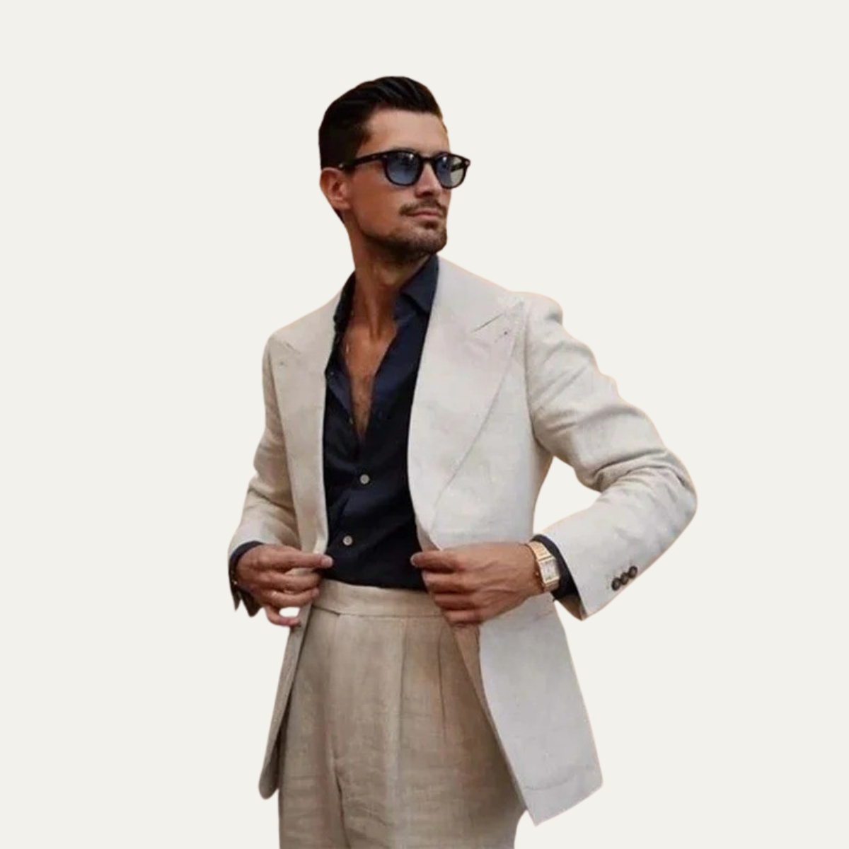 The Rossano Men’s Beige Linen Suit – Slim Fit Jacket & Trousers Set
