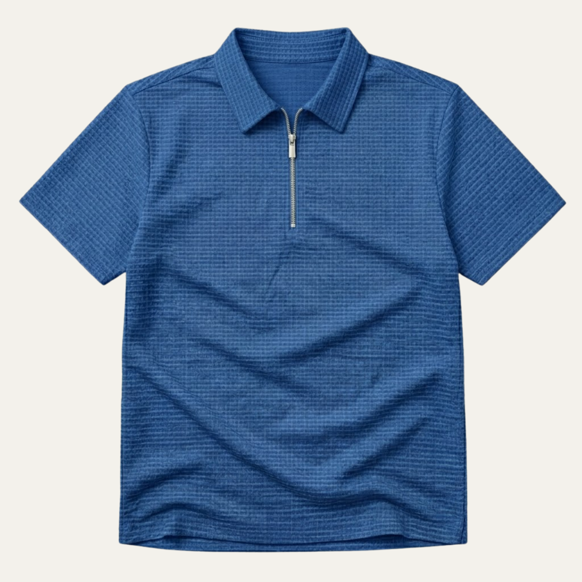 Men’s Waffle Knit Half Zip Polo Shirt