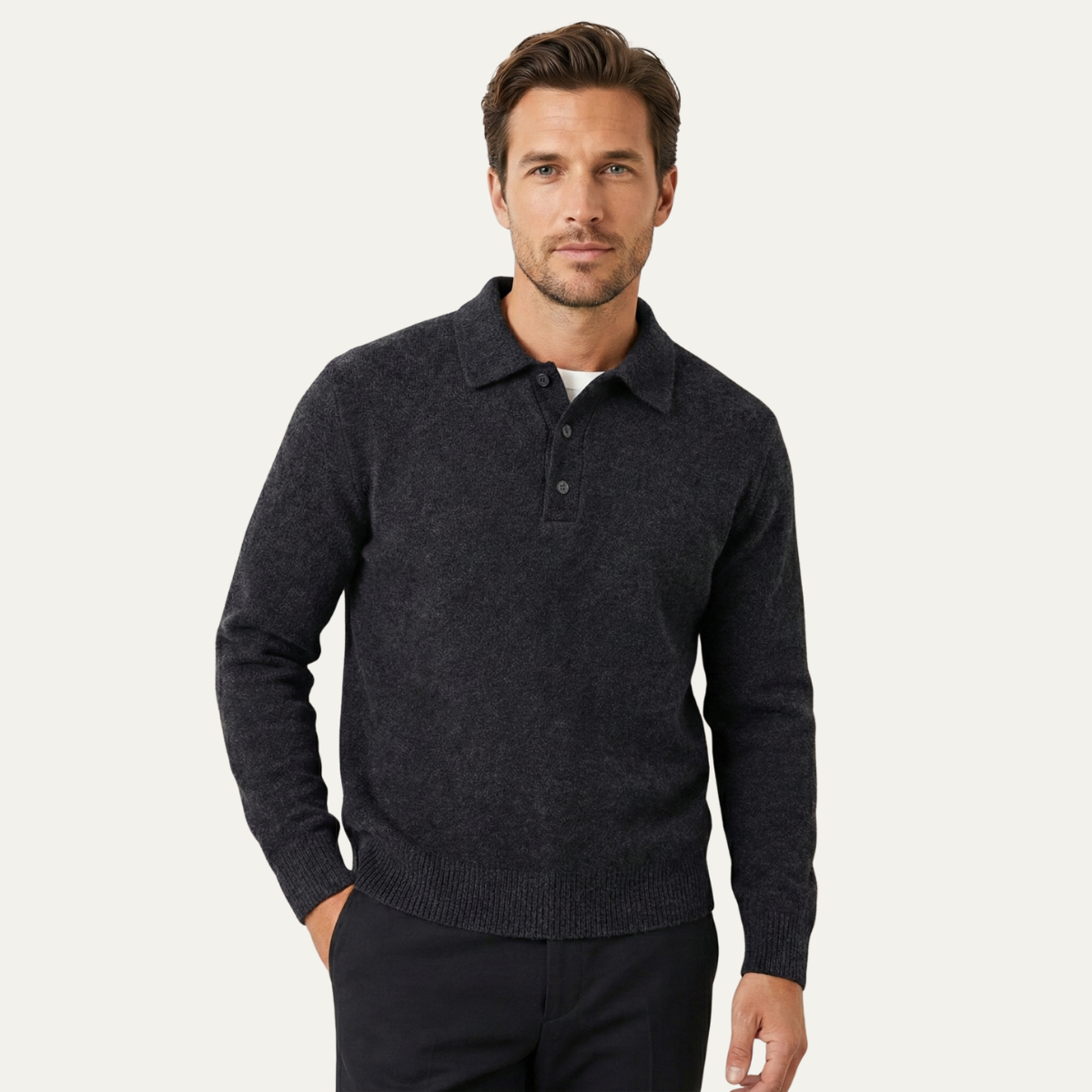 The Cedarfield Men's Trendy Soft Knit Polo Jumper