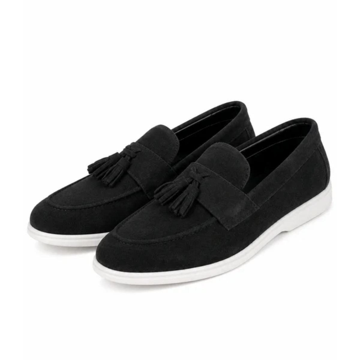 The Prescott Men's Suede Tassel Slip On Loafers - Black