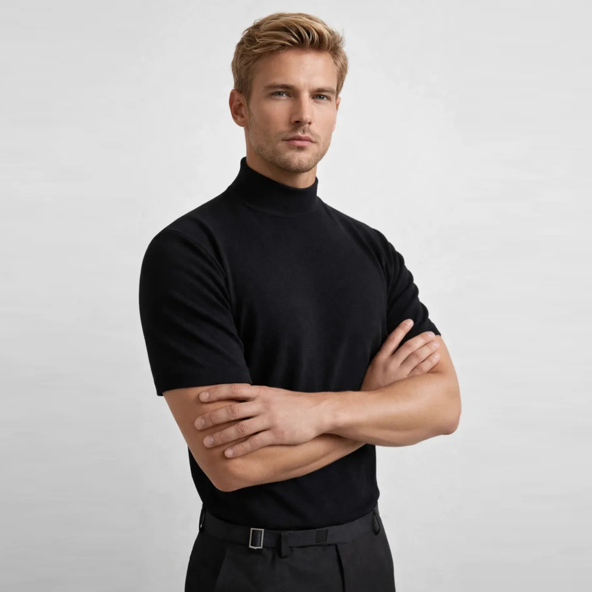 The Palermo Men's Mock Neck Fitted T Shirt