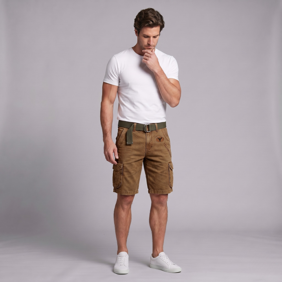 Men’s Multi Pocket Tactical Cargo Shorts with Belt