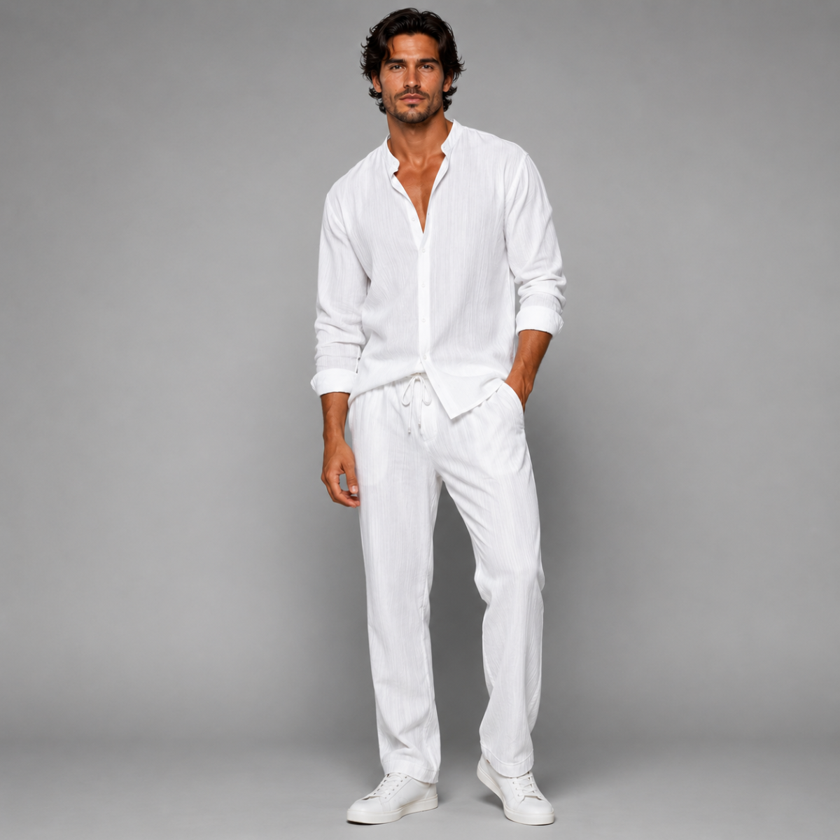 The Paris Men's Casual Summer Set - Long Sleeve Shirt and Trousers