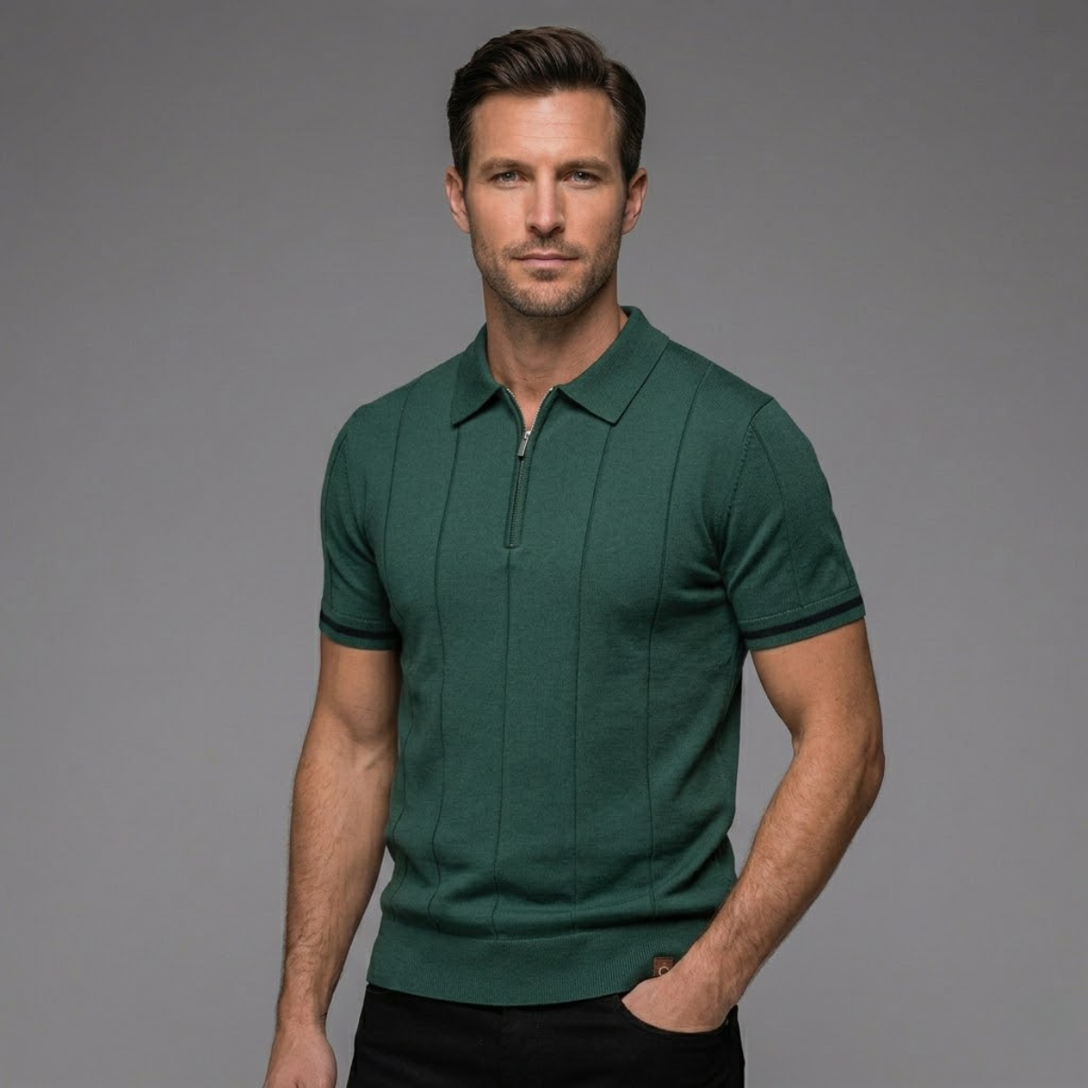 Men’s Knit Zip Polo Shirt