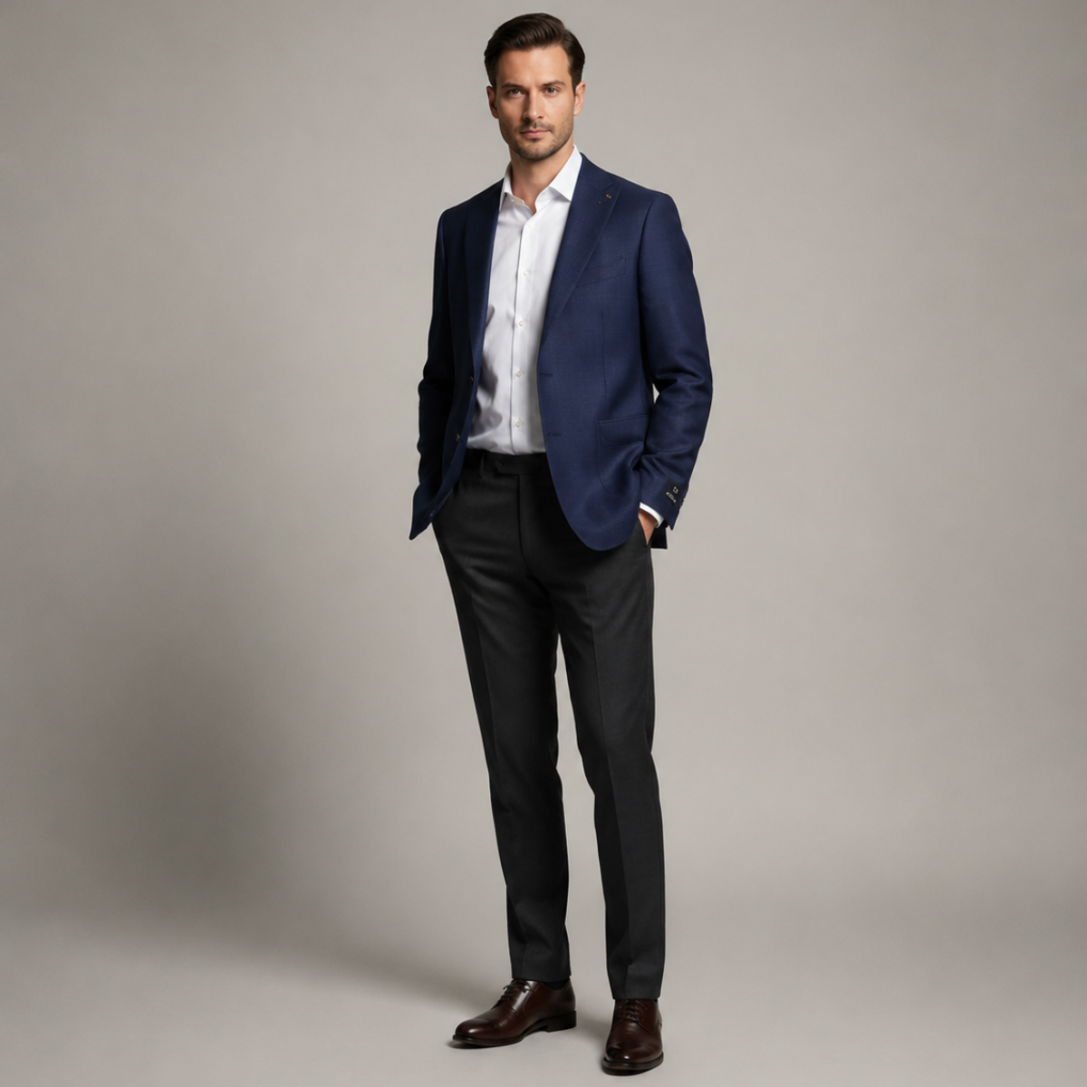 The Henderson Men's Smart Slim Fit Business Blazer - Navy Blue