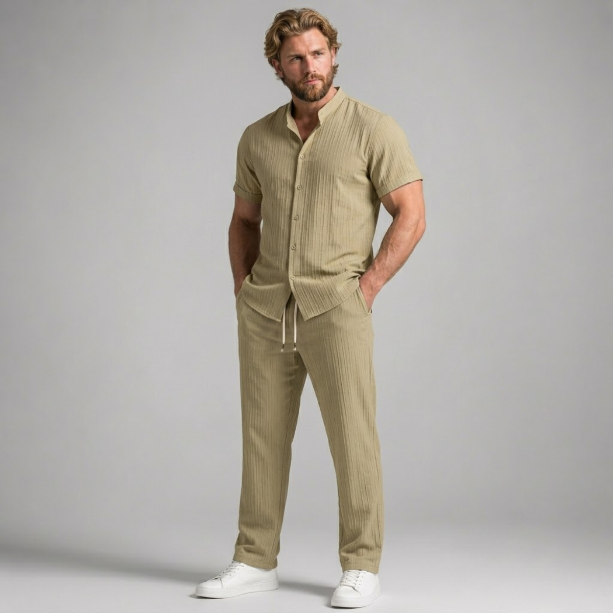 The Ashwood Hill Men’s Linen Summer Casual Set – Shirt & Trousers