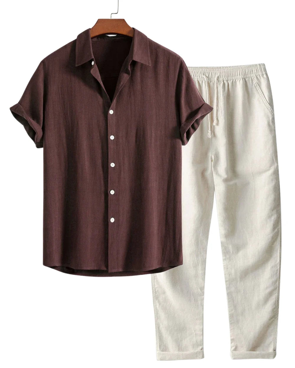The Brentwood Men's Short Sleeve Linen Shirt & Drawstring Trousers Set