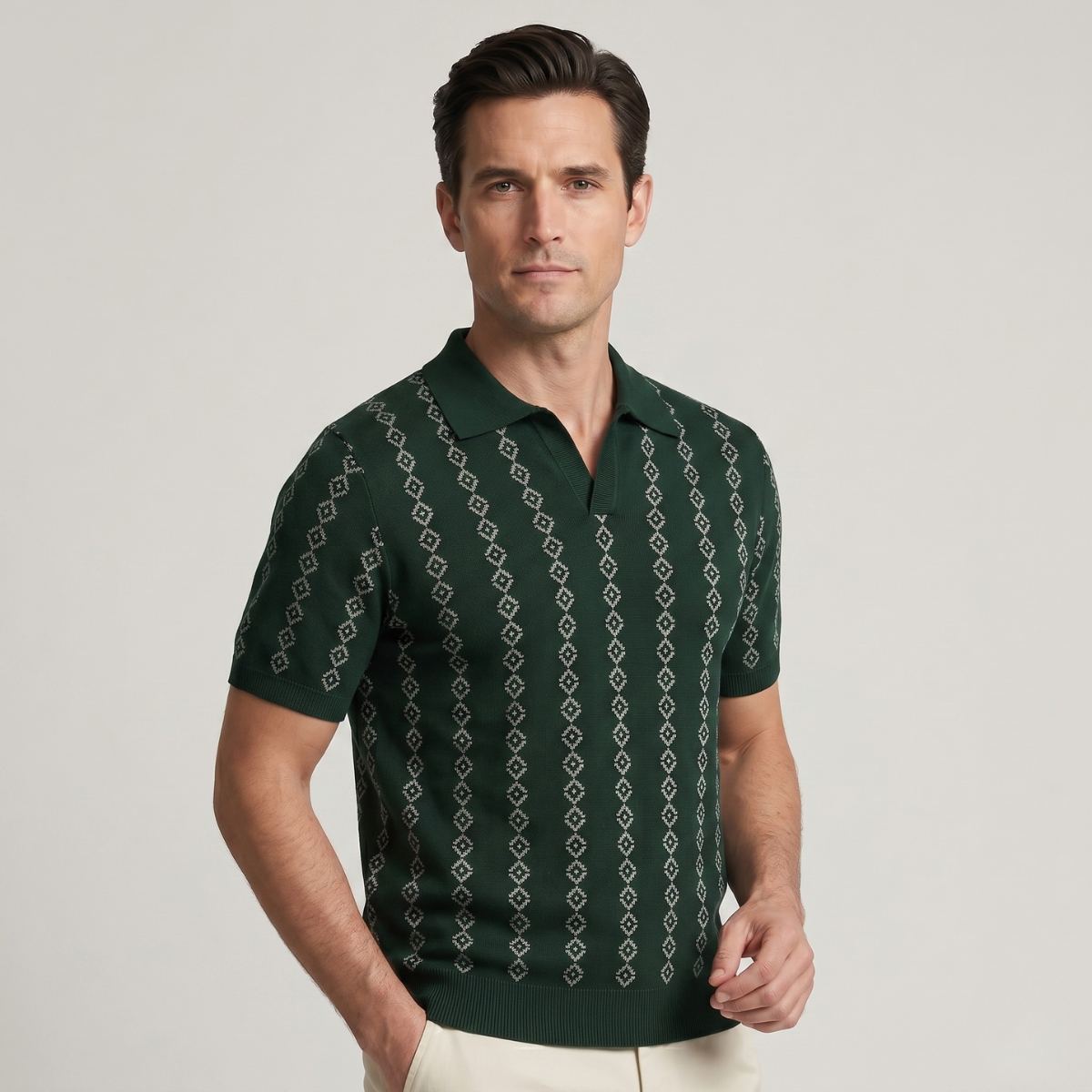 The Riccione Men’s Patterned Knit Polo Shirt