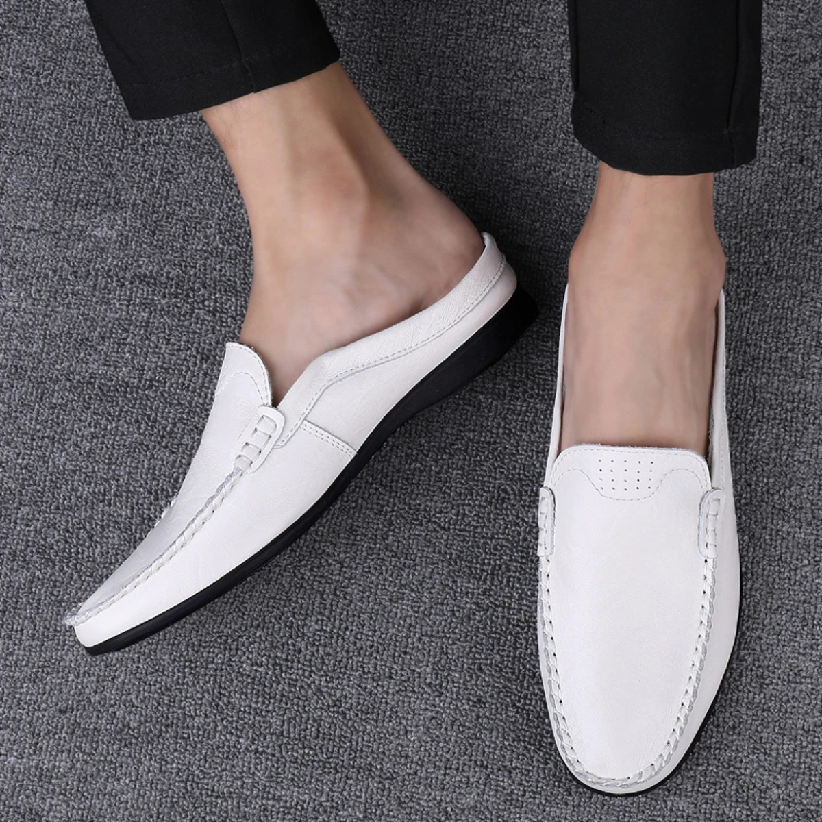 The Varenna Men’s Casual Mule Leather Loafers