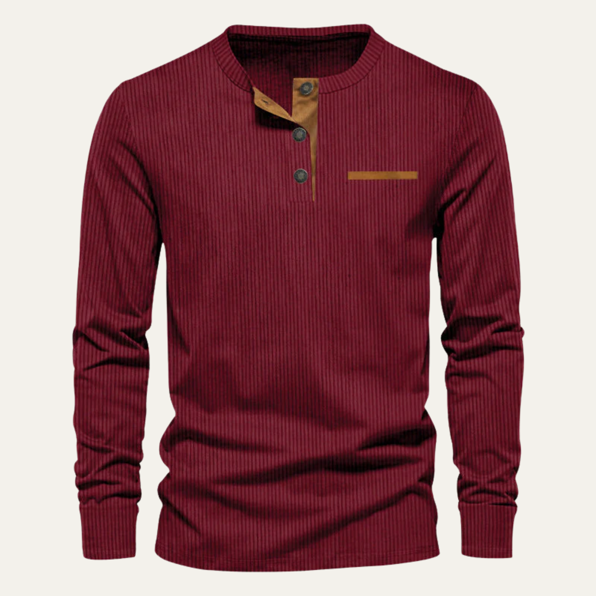 Men's Ribbed Cotton Blend Henley Shirt