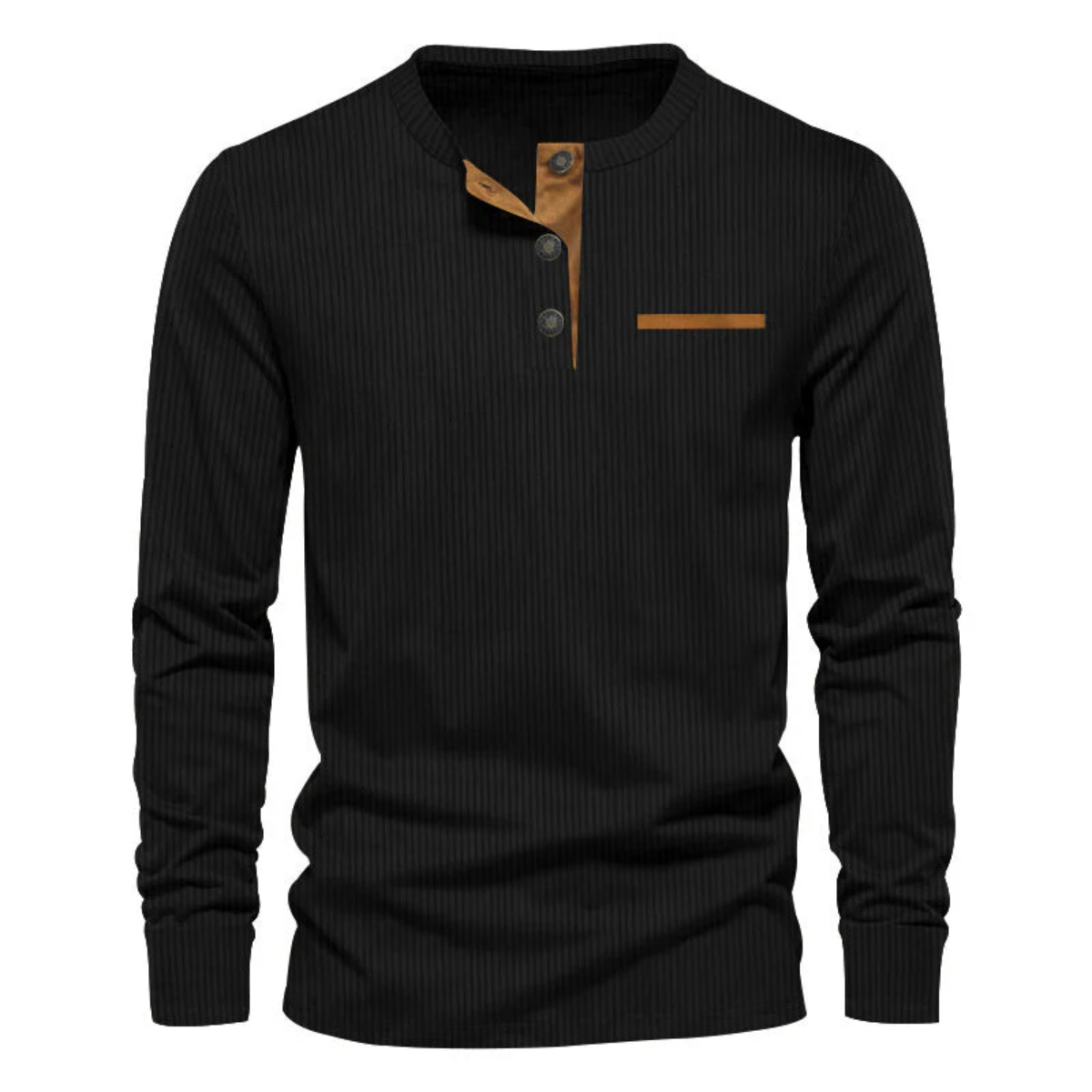 Men's Ribbed Cotton Blend Henley Shirt