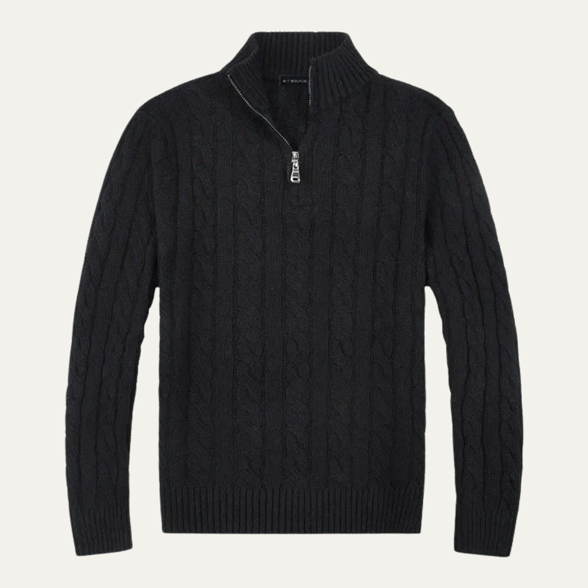 Men's Collared Cable Pattern Zip Jumper