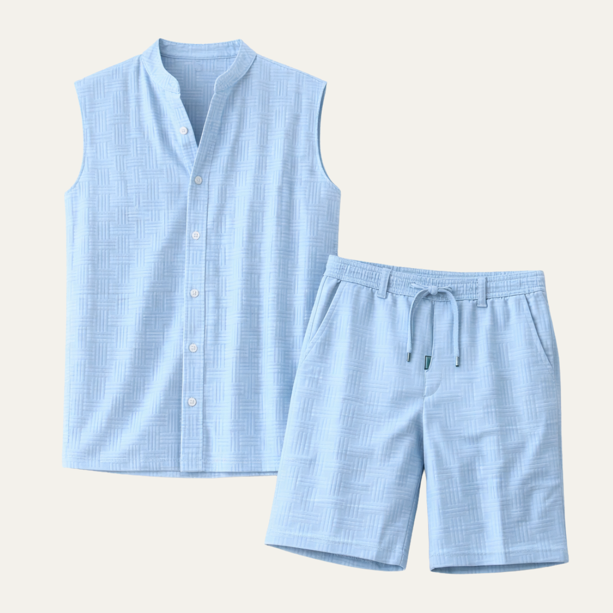 The Conwy Men’s Sleeveless Shirt and Shorts Two Piece Summer Set