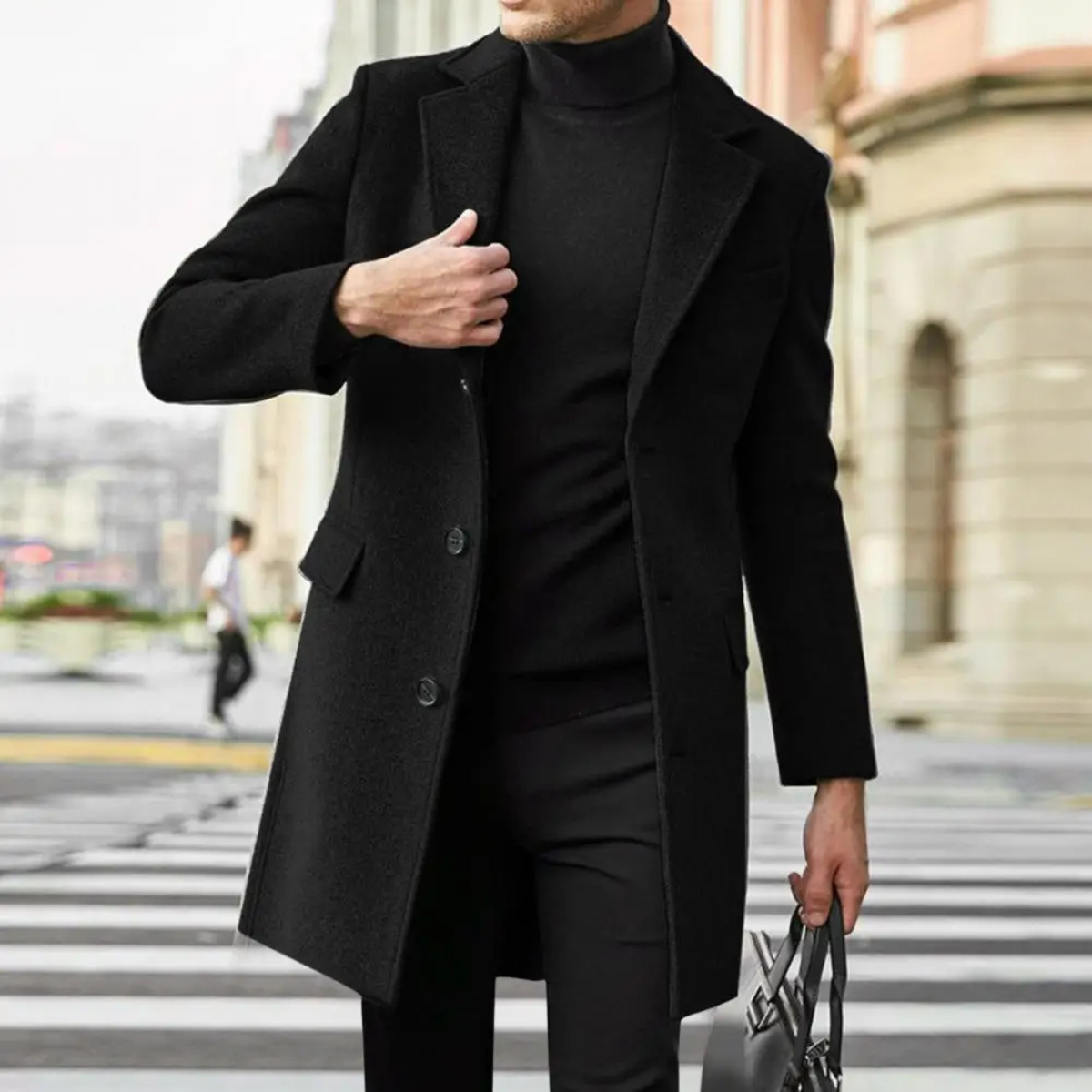 The Ravenswood Men's Single Breasted Wool Blend Overcoat