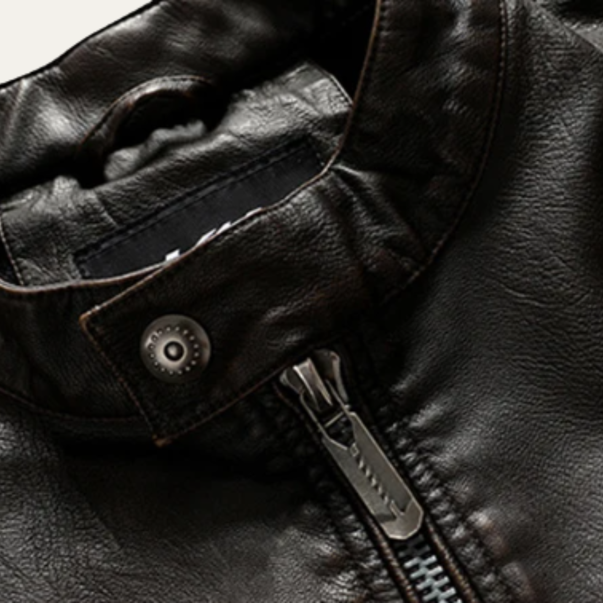 Men’s Zip Up Casual Leather Biker Jacket
