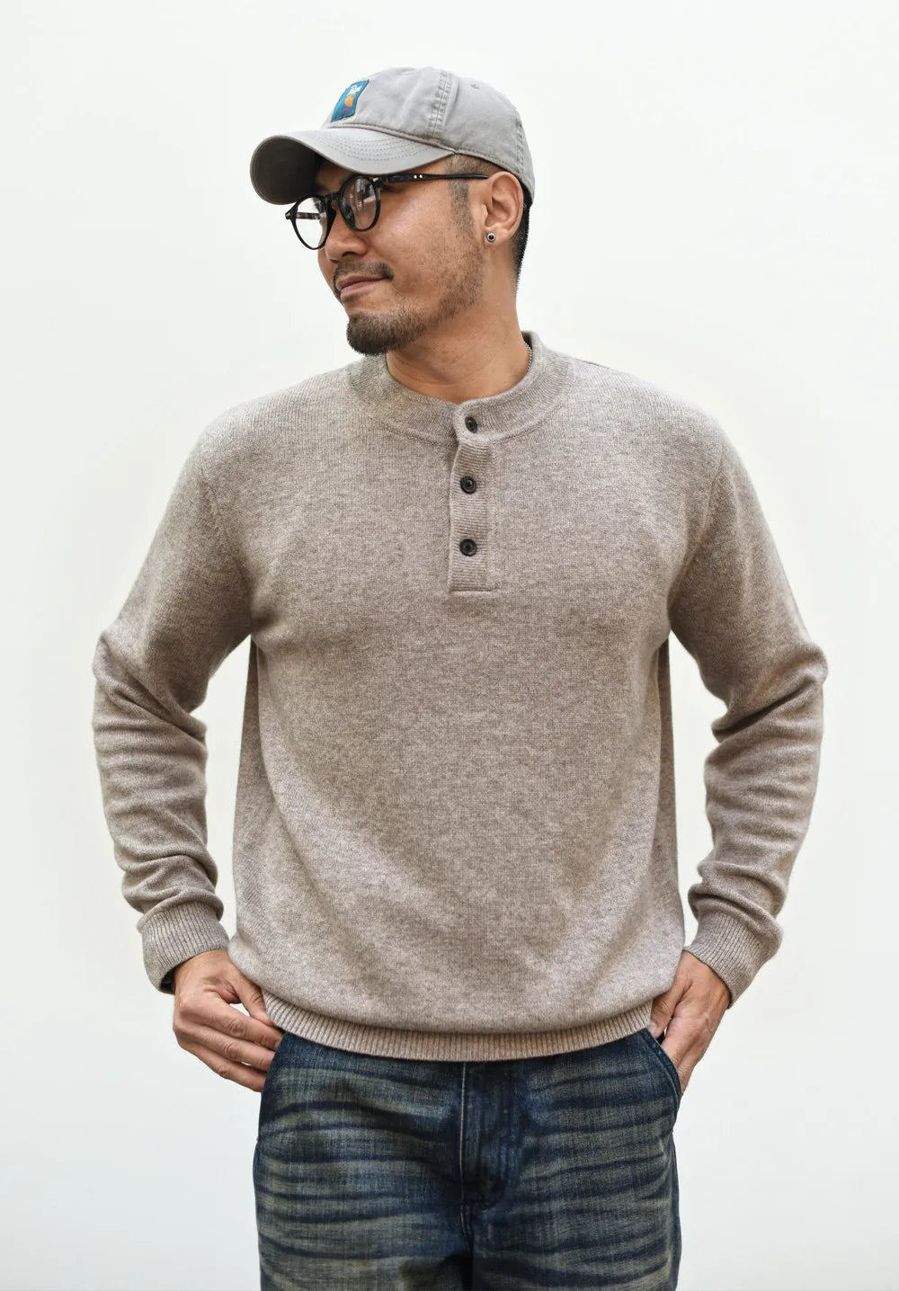 The Richmond Men's Button Neck Henley Knit Jumper