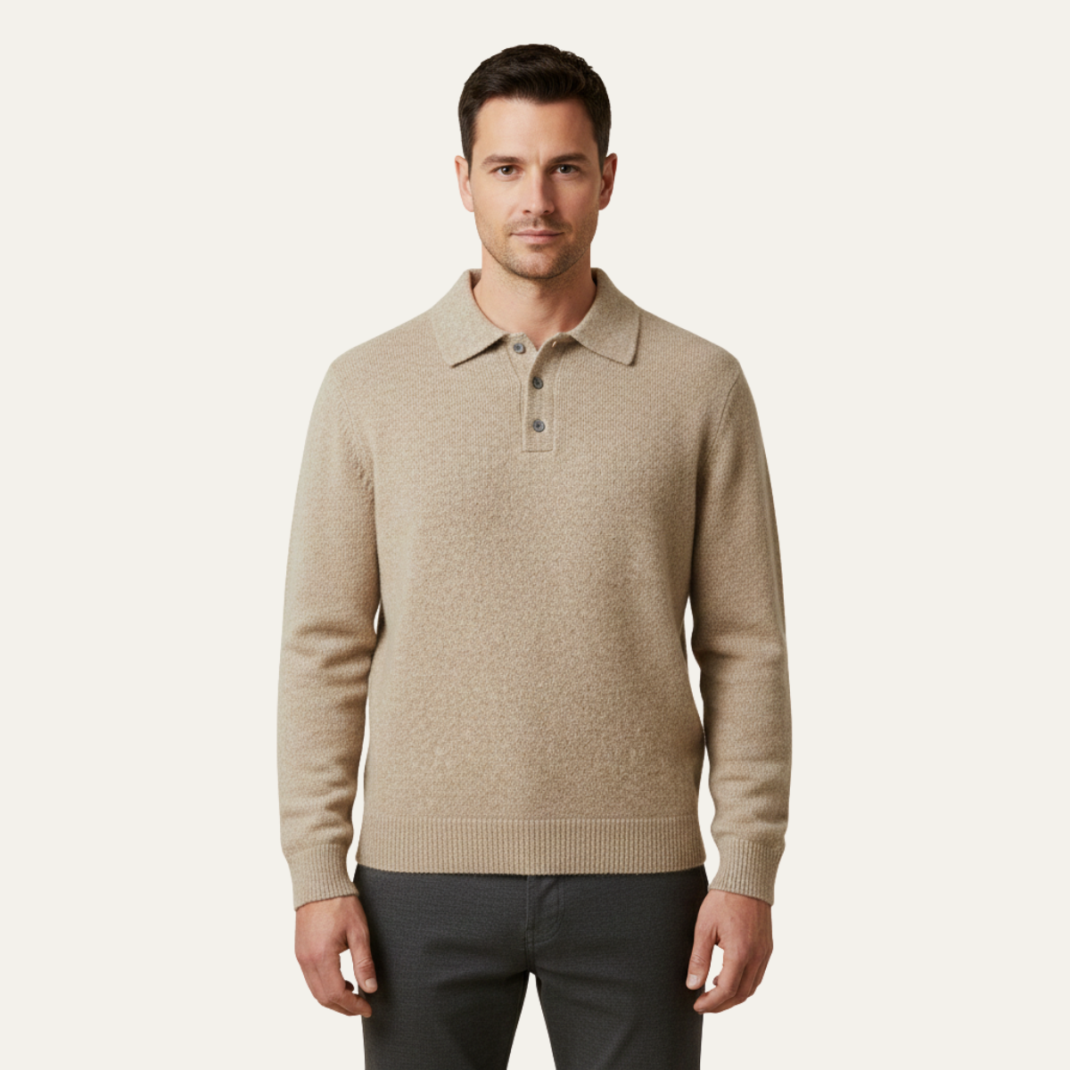 The Cedarfield Men's Trendy Soft Knit Polo Jumper