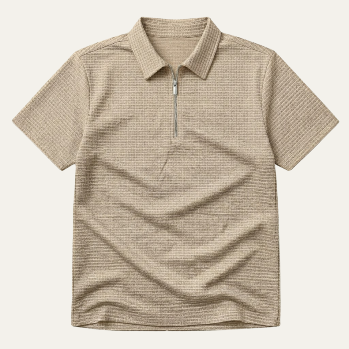 Men’s Waffle Knit Half Zip Polo Shirt