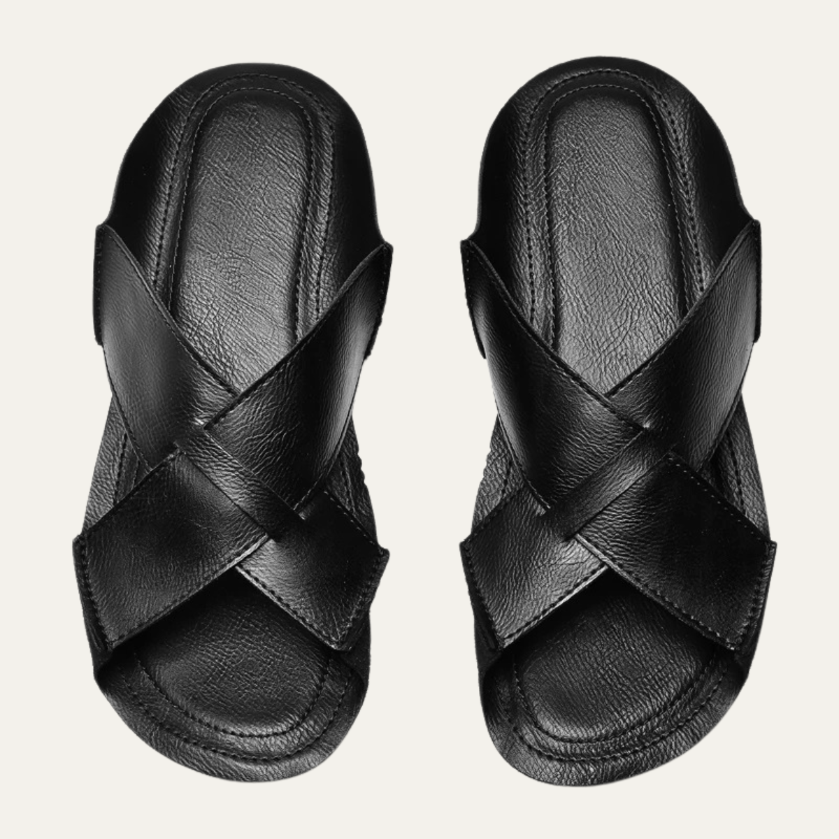 The Salisbury Men’s Leather Cross Strap Slide Sandals