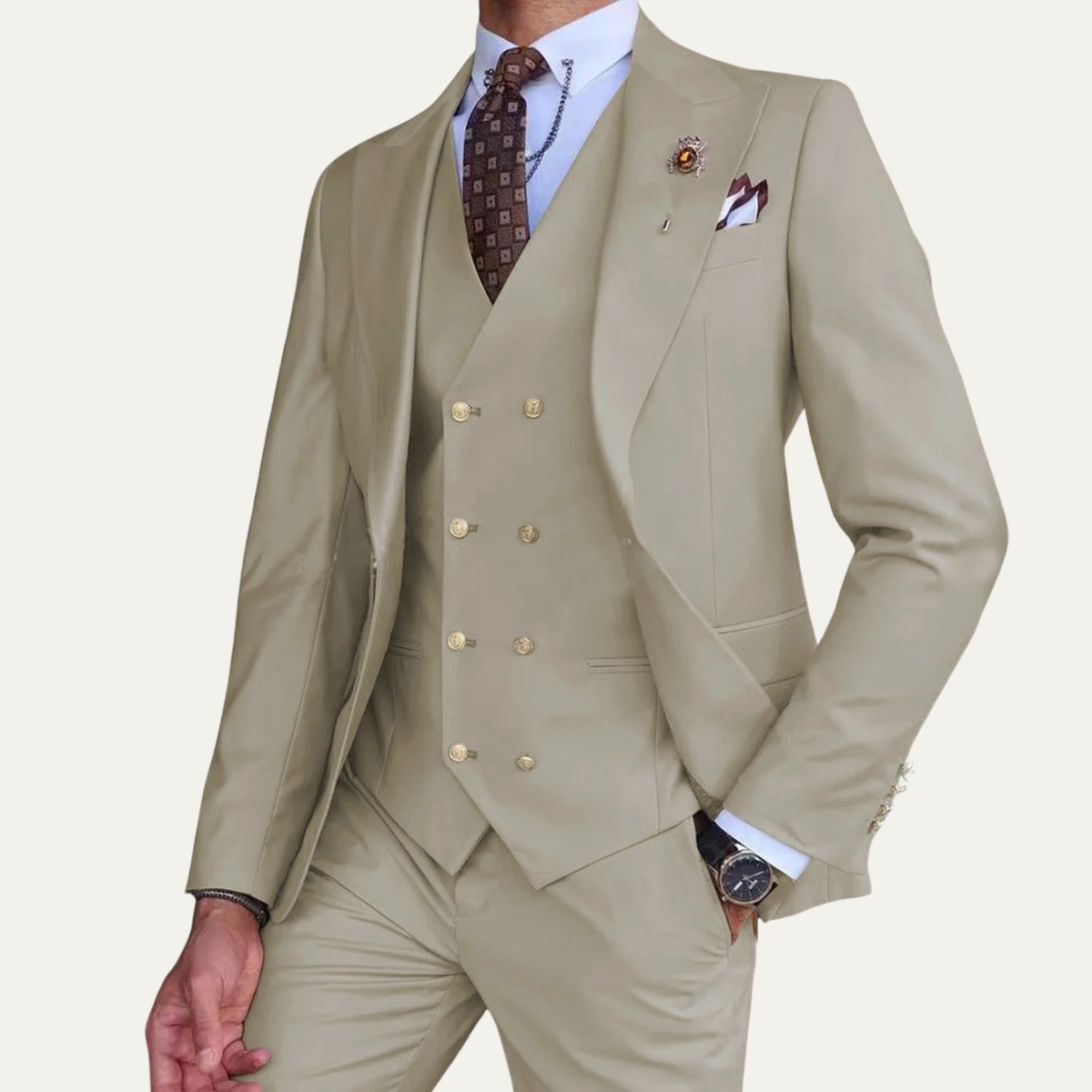 The Mantova Men’s Luxury 3 Piece Suit – Blazer Gilet and Trousers Formal Suit