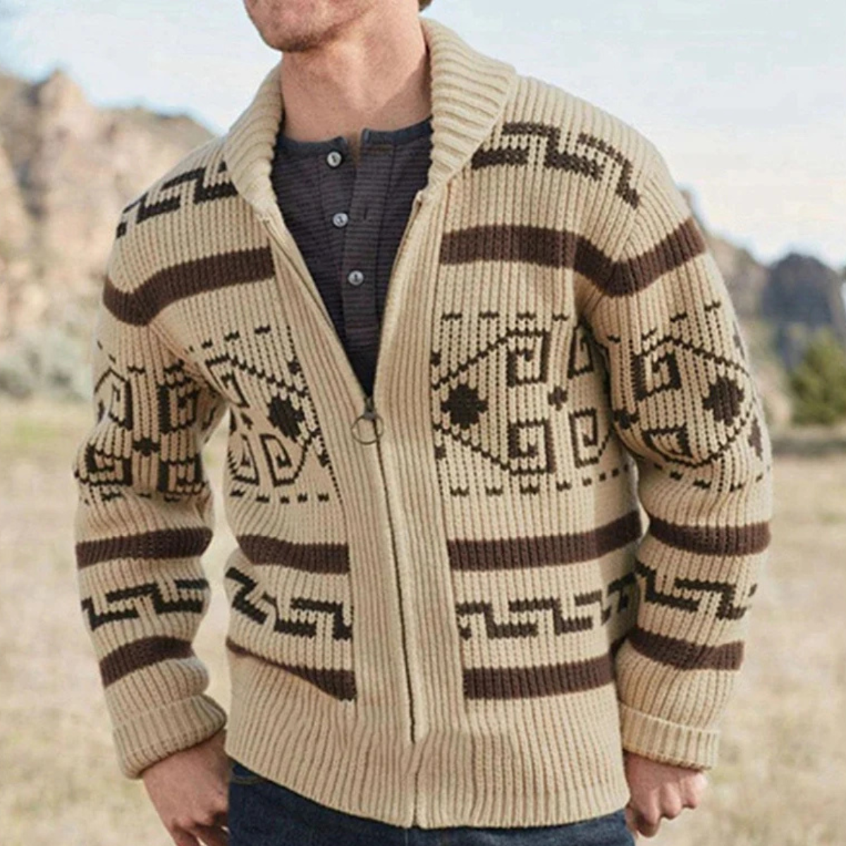 The Serravalle Men’s Button-Up Knit Cashmere Shawl Collar Cardigan