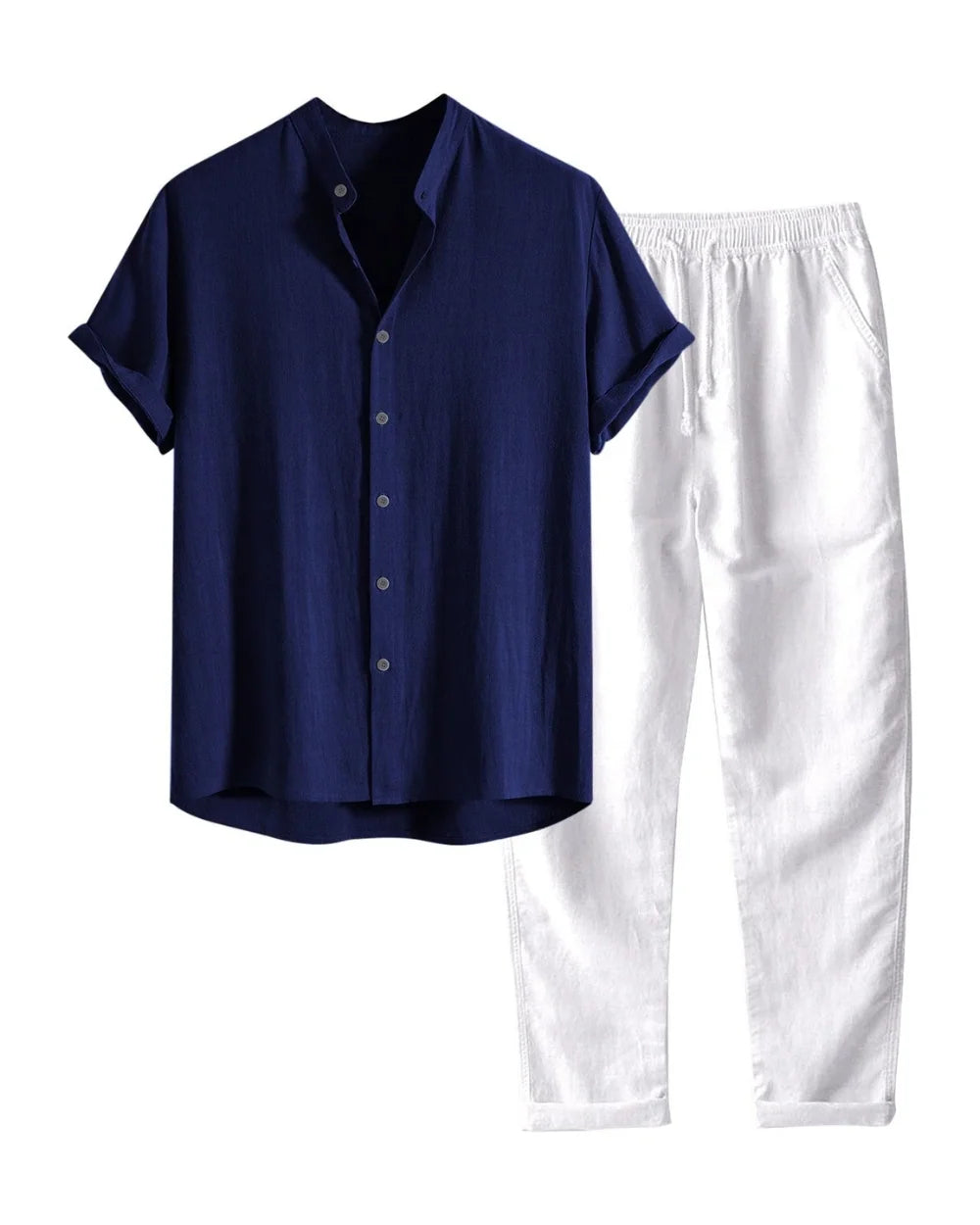 The Brentwood Men's Short Sleeve Linen Shirt & Drawstring Trousers Set