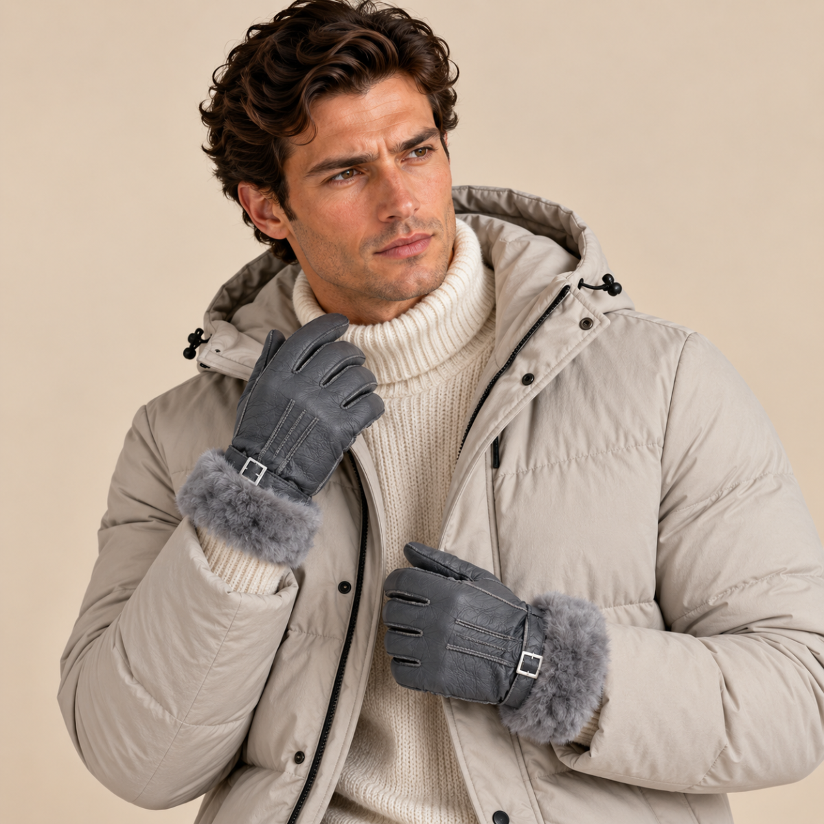 The Brenton Men’s Sheepskin Fur Winter Gloves