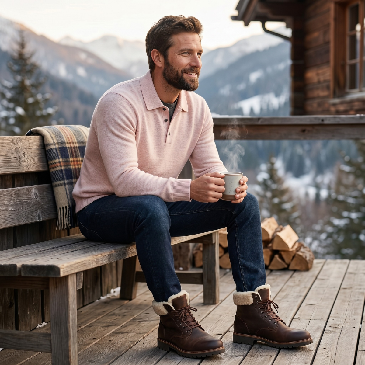 Men’s Merino Wool Knit Smart Casual Polo Jumper