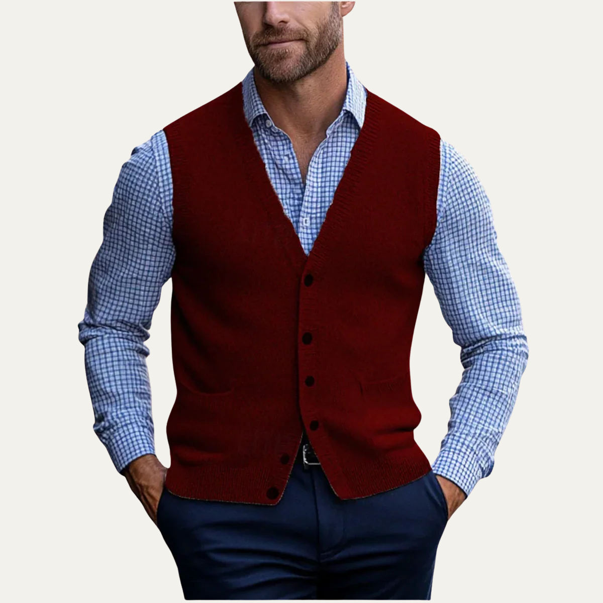 Men’s Smart Casual Button Front Knit Vest