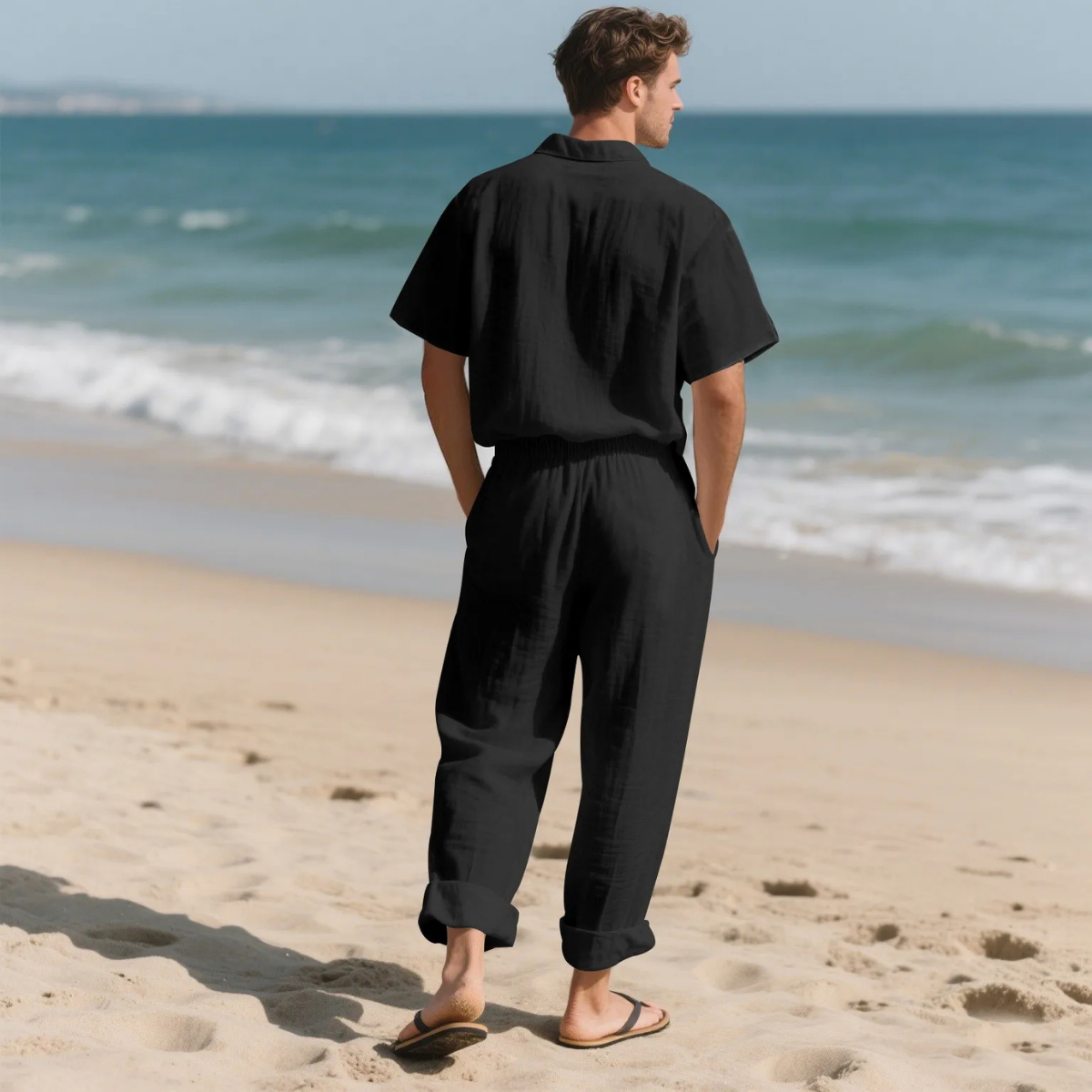 The Montmartre Men’s Casual Summer Linen Shirt & Trousers Set