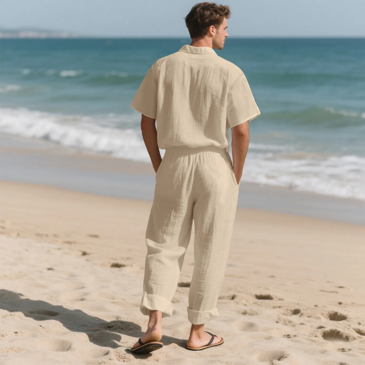 The Le Marais Men’s Trendy Summer Linen Shirt & Trousers Set
