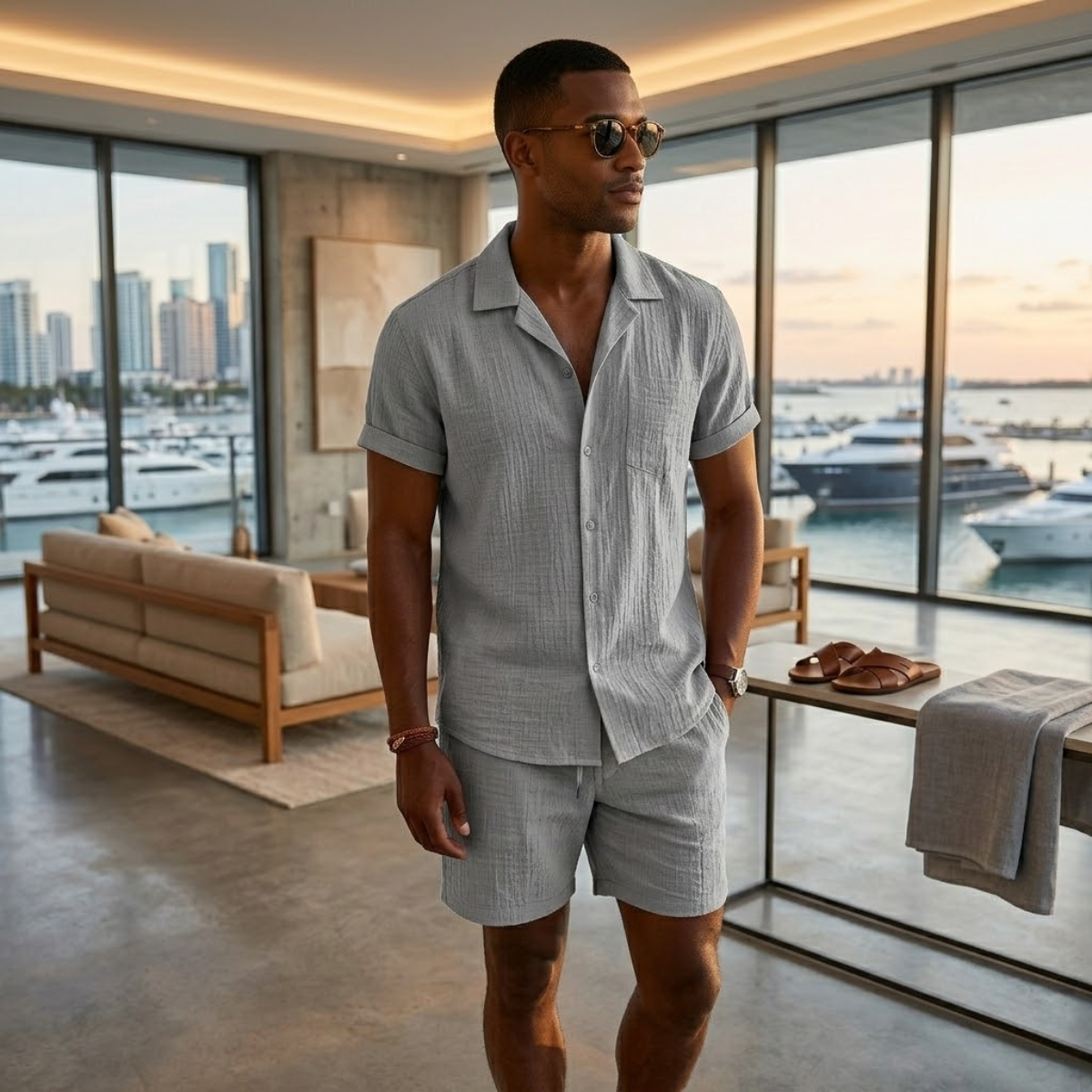 The Taranto Men’s Summer Beach Set – Shirt and Shorts