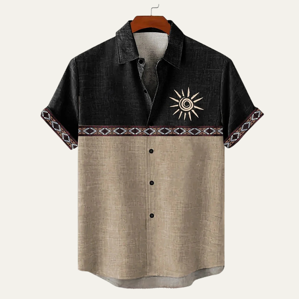 The Pembroke Men’s Retro Patchwork Short Sleeve Linen Shirt