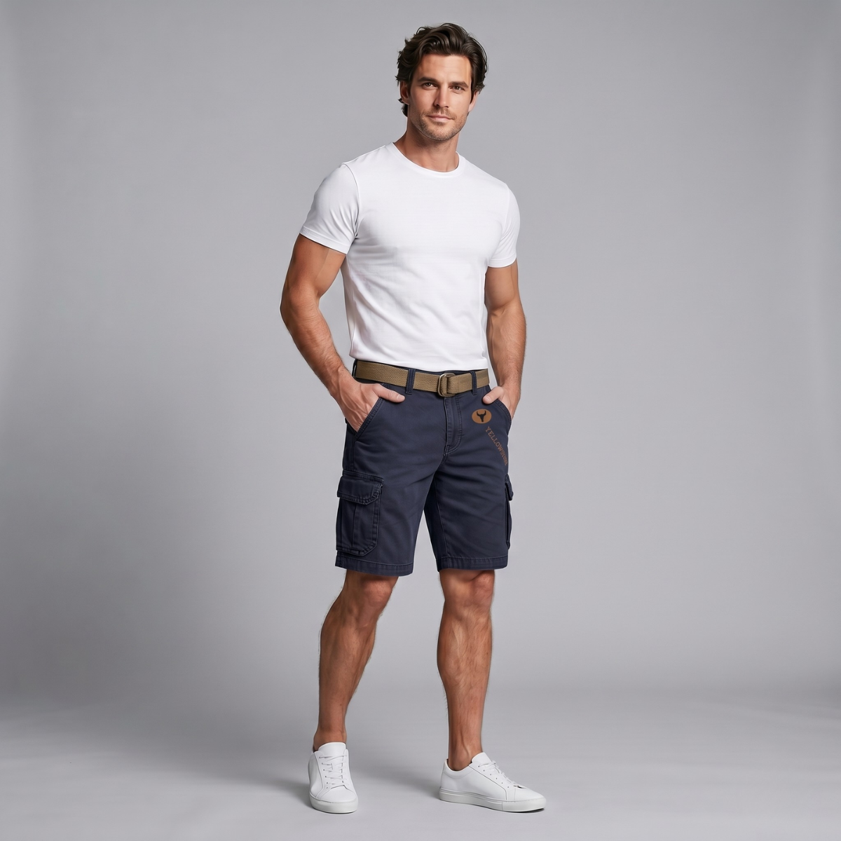 Men’s Multi Pocket Tactical Cargo Shorts with Belt