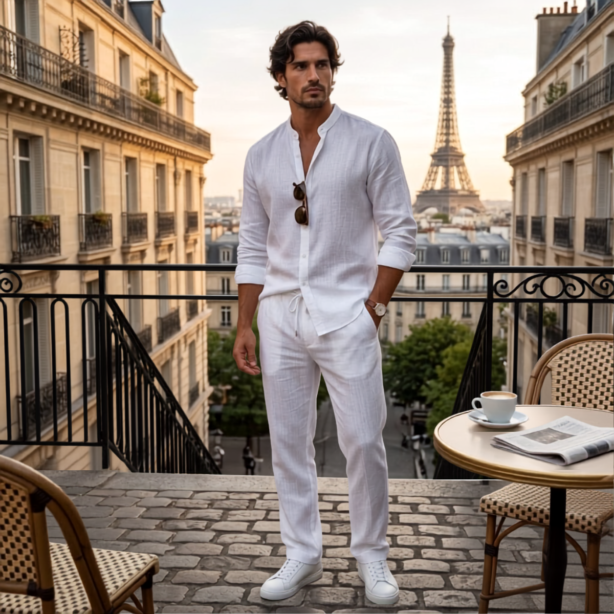 The Paris Men's Casual Summer Set - Long Sleeve Shirt and Trousers