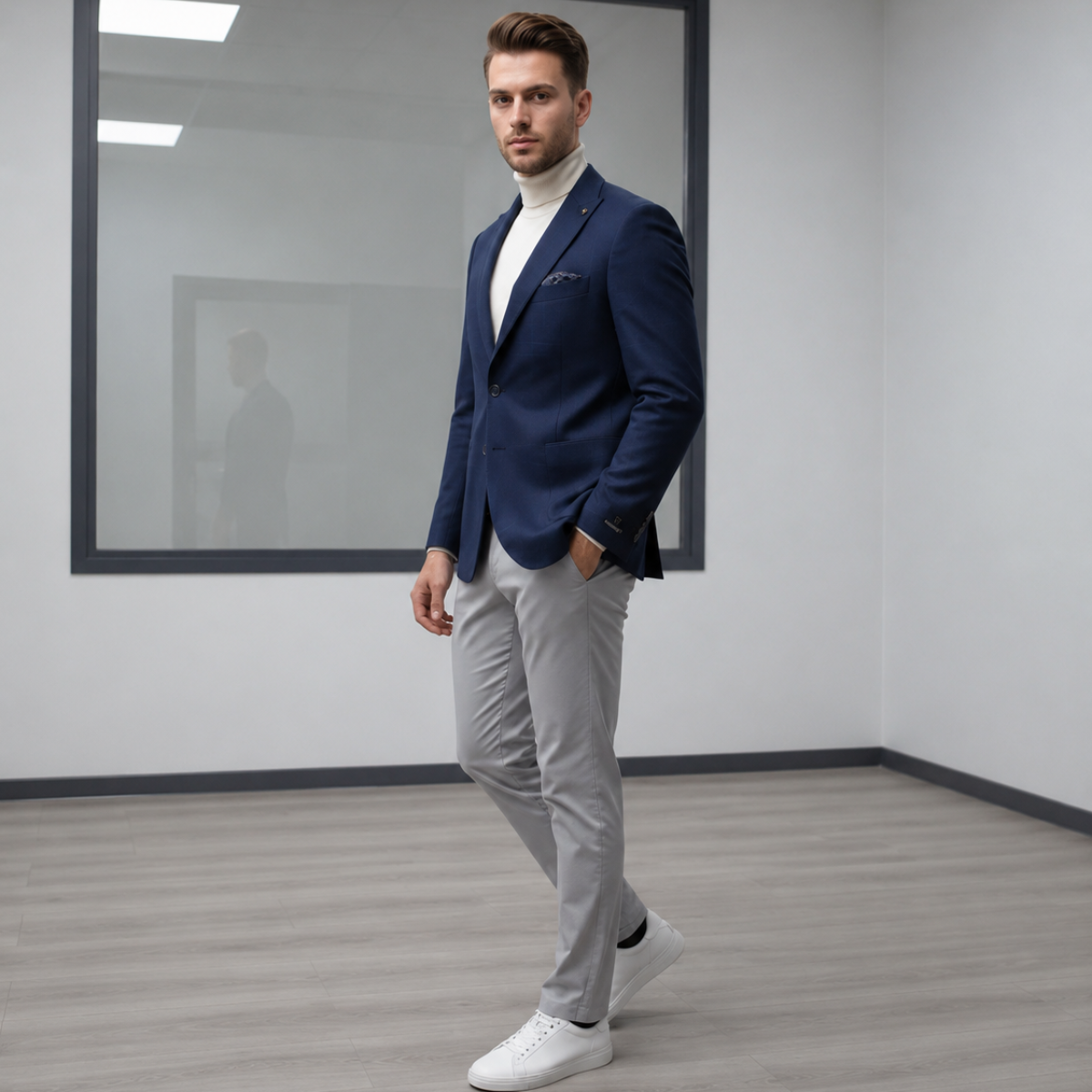 The Henderson Men's Smart Slim Fit Business Blazer - Navy Blue