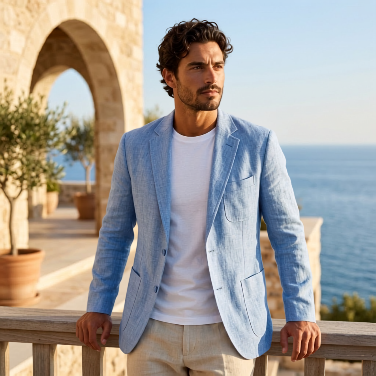 The Recco Men’s Single Breasted Summer Linen Blazer Jacket