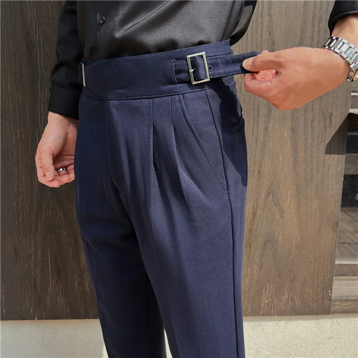 The San Remo Men’s High Waist Pleated Slim Fit Gurkha Trousers