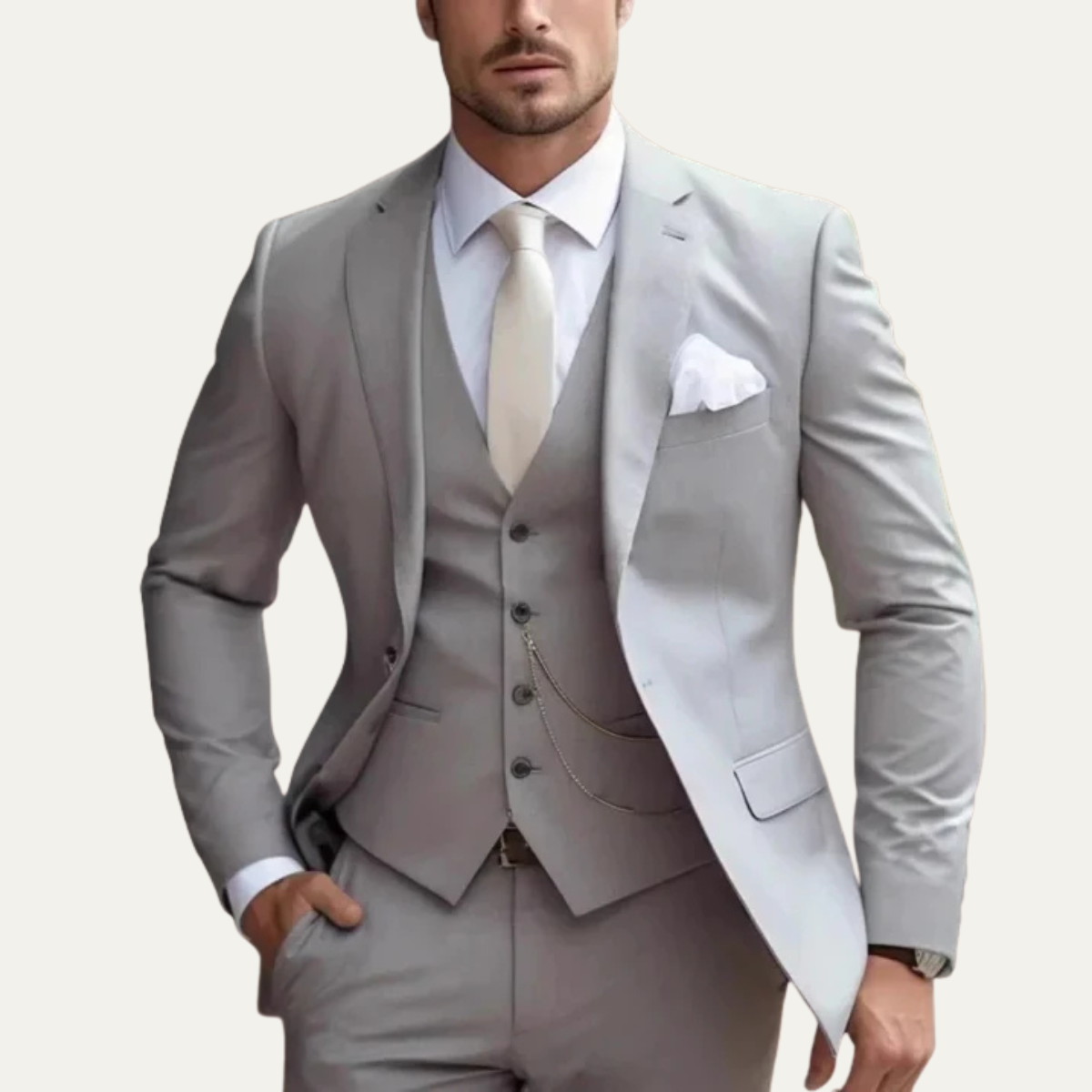 The Stockton Men’s Stylish Wedding 3 Piece Slim Fit Suit Set