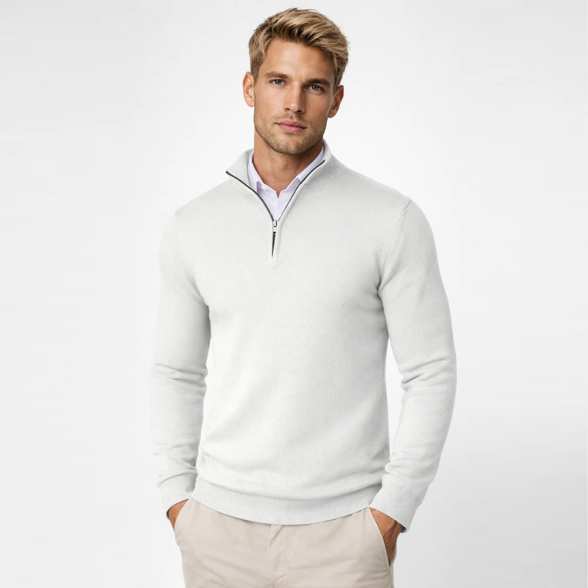 The Como Men's Quarter Zip Mock Neck Jumper