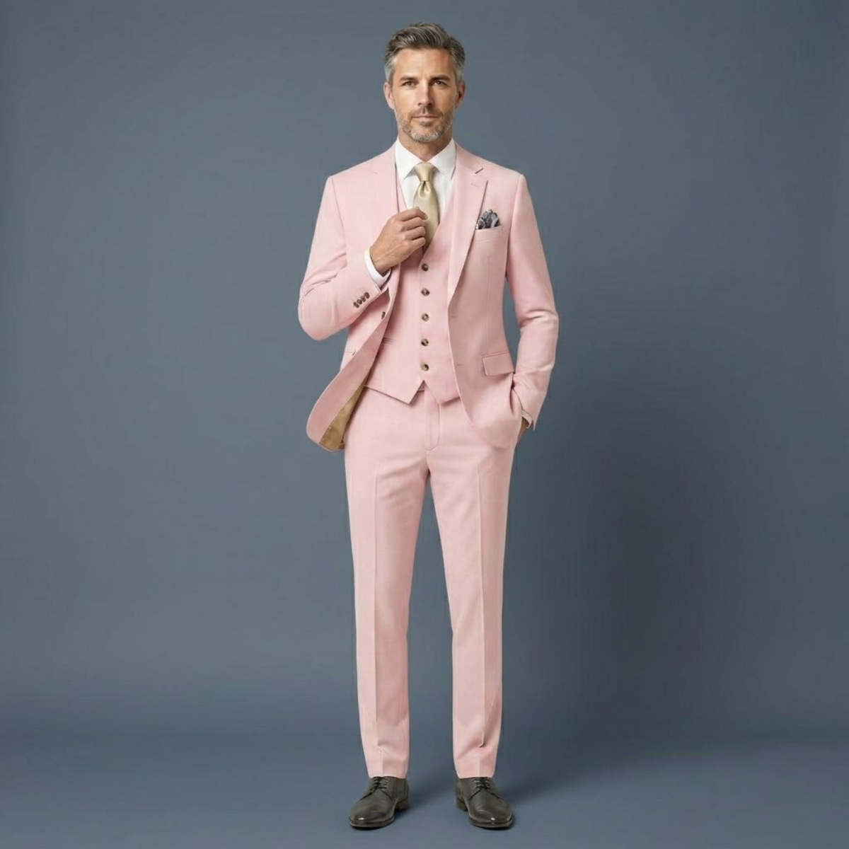 The Castro Men’s Elegant 3 Piece Suit – Slim Fit Jacket Gilet Trousers