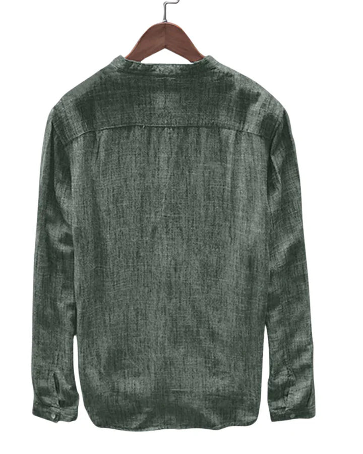 The Brooklyn Men's Vintage Collar Linen Henley Shirt