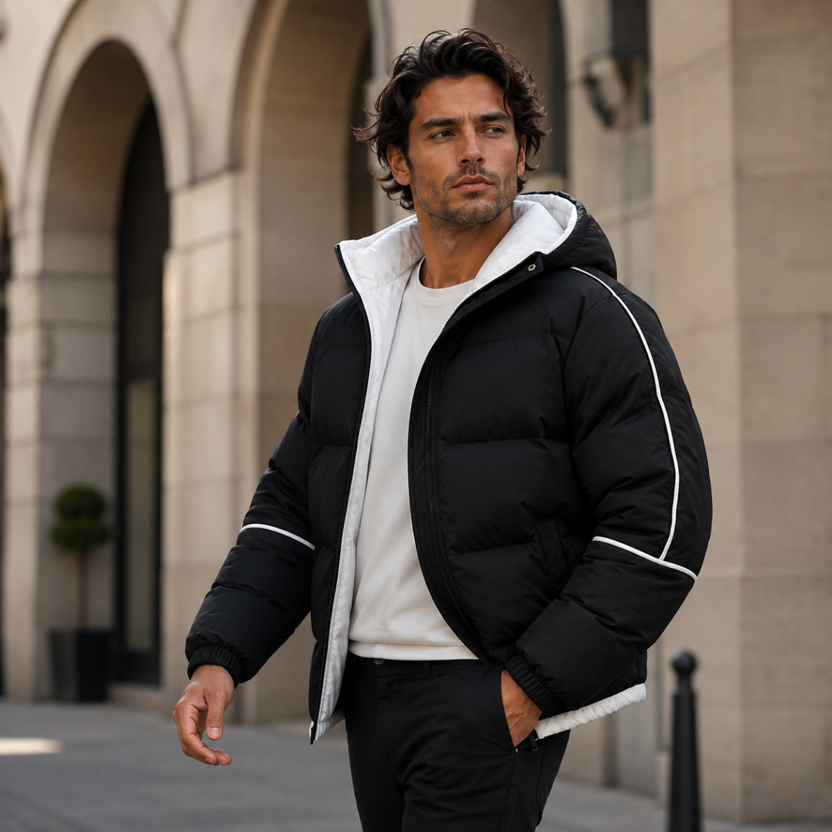 The London Men's Waterproof Puffer Jacket - Luxury Hooded Winter Coat