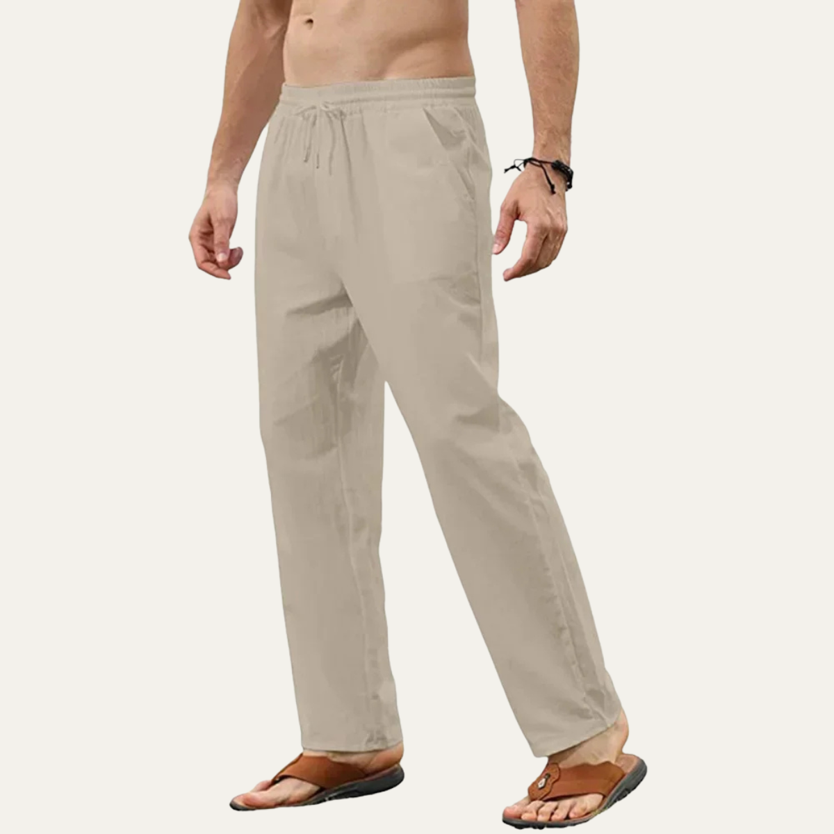 The Canelli Men’s Relaxed Fit Elastic Waist Trendy Linen Trousers