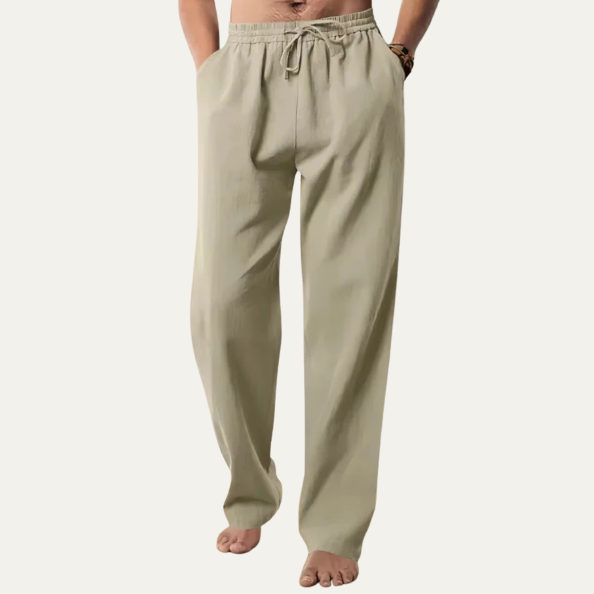 The Canelli Men’s Relaxed Fit Elastic Waist Trendy Linen Trousers