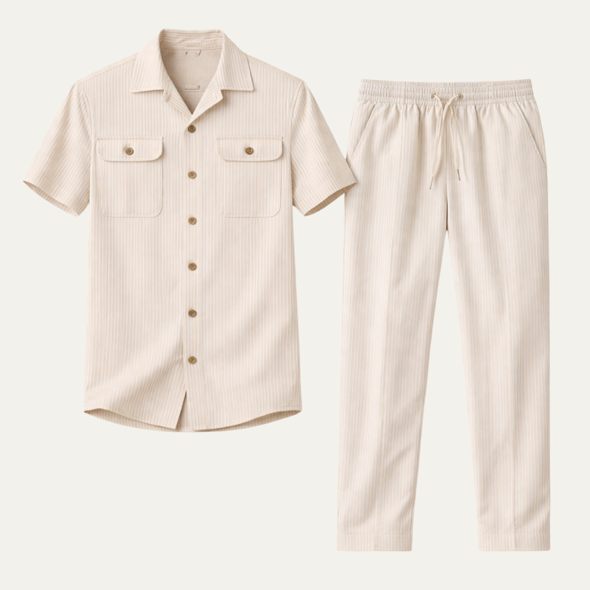 The Saint Germain Men’s Short Sleeve Button Up Shirt with Trousers Casual Summer Set