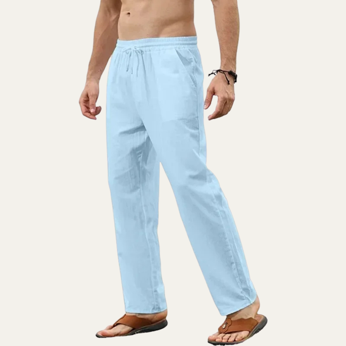 The Canelli Men’s Relaxed Fit Elastic Waist Trendy Linen Trousers